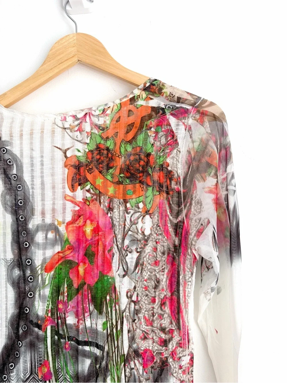 Ness Patchwork Longline Mesh Blouse - Gallery Girl - Size M - Picture 6 of 7